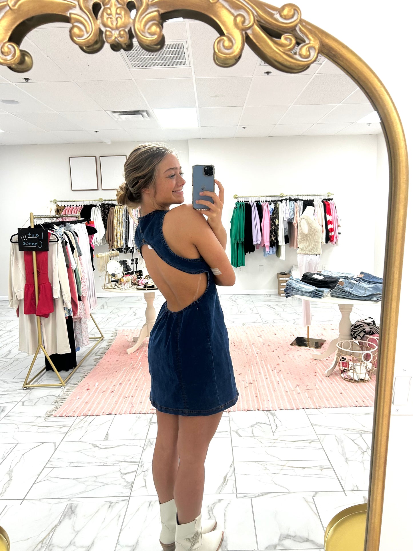 Backless Denim Dress