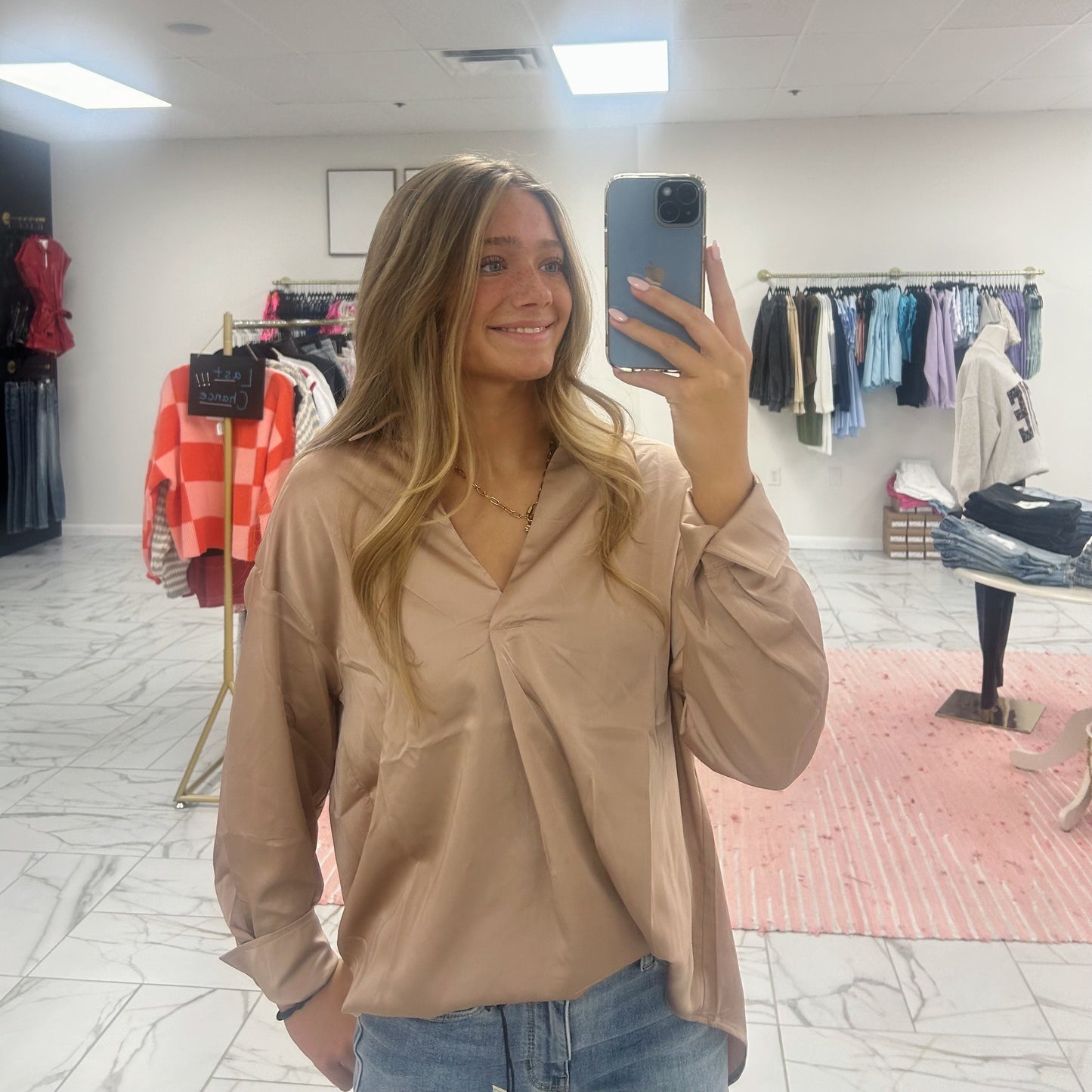 Satin Long Sleeve Top