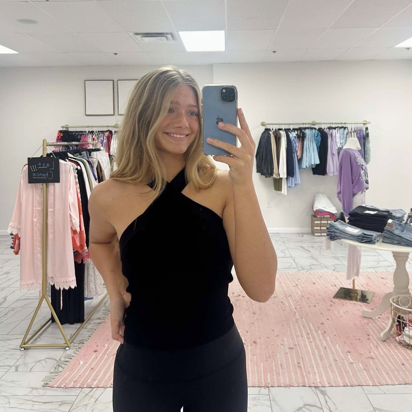 Black Cross Neck Top