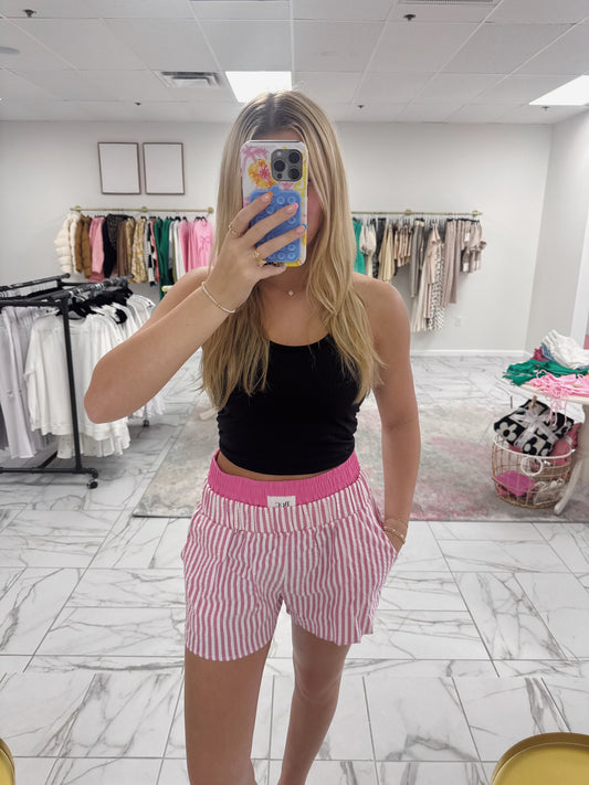 Pink/White Striped Boxer Shorts