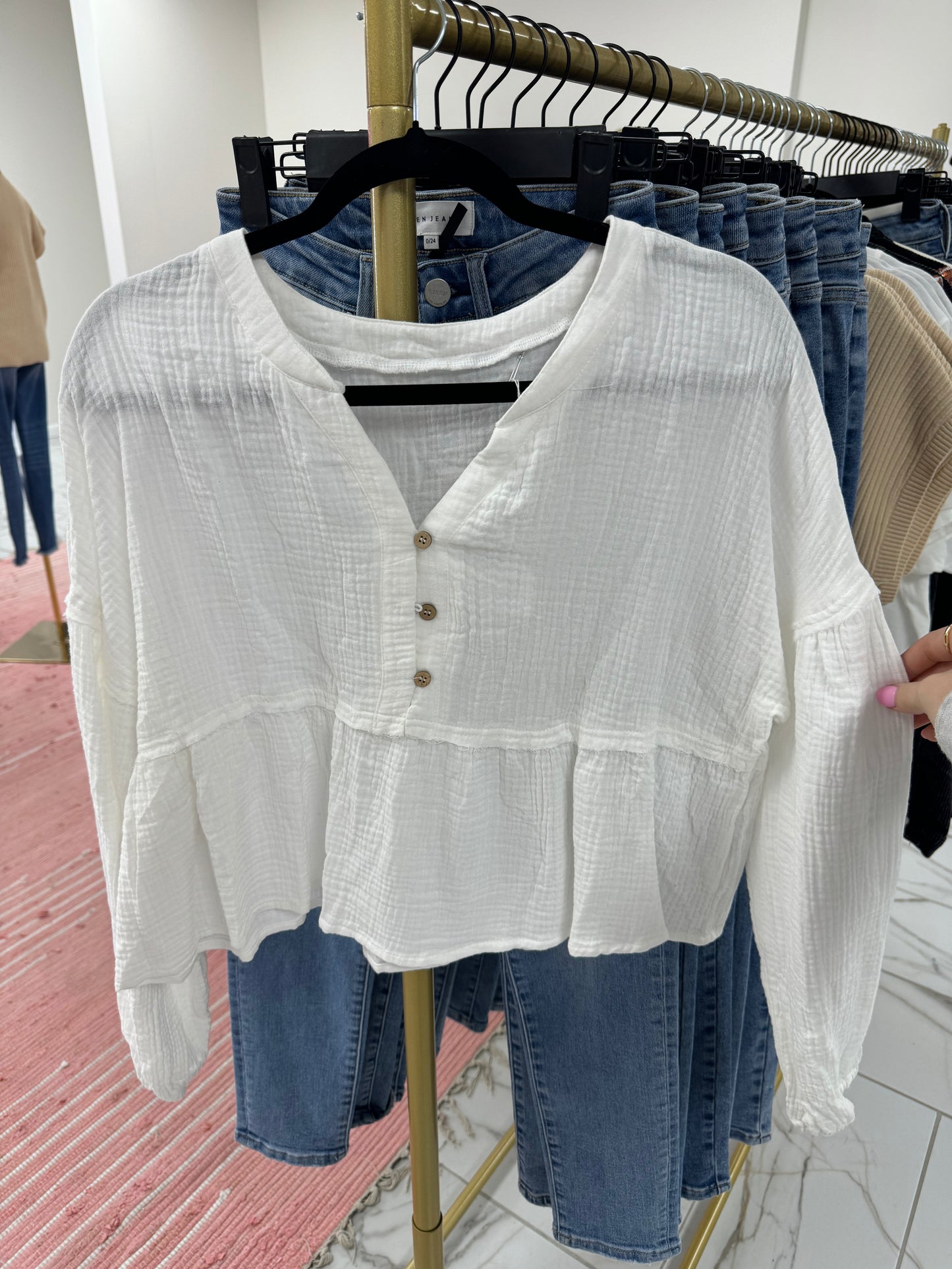 White Flowy Top
