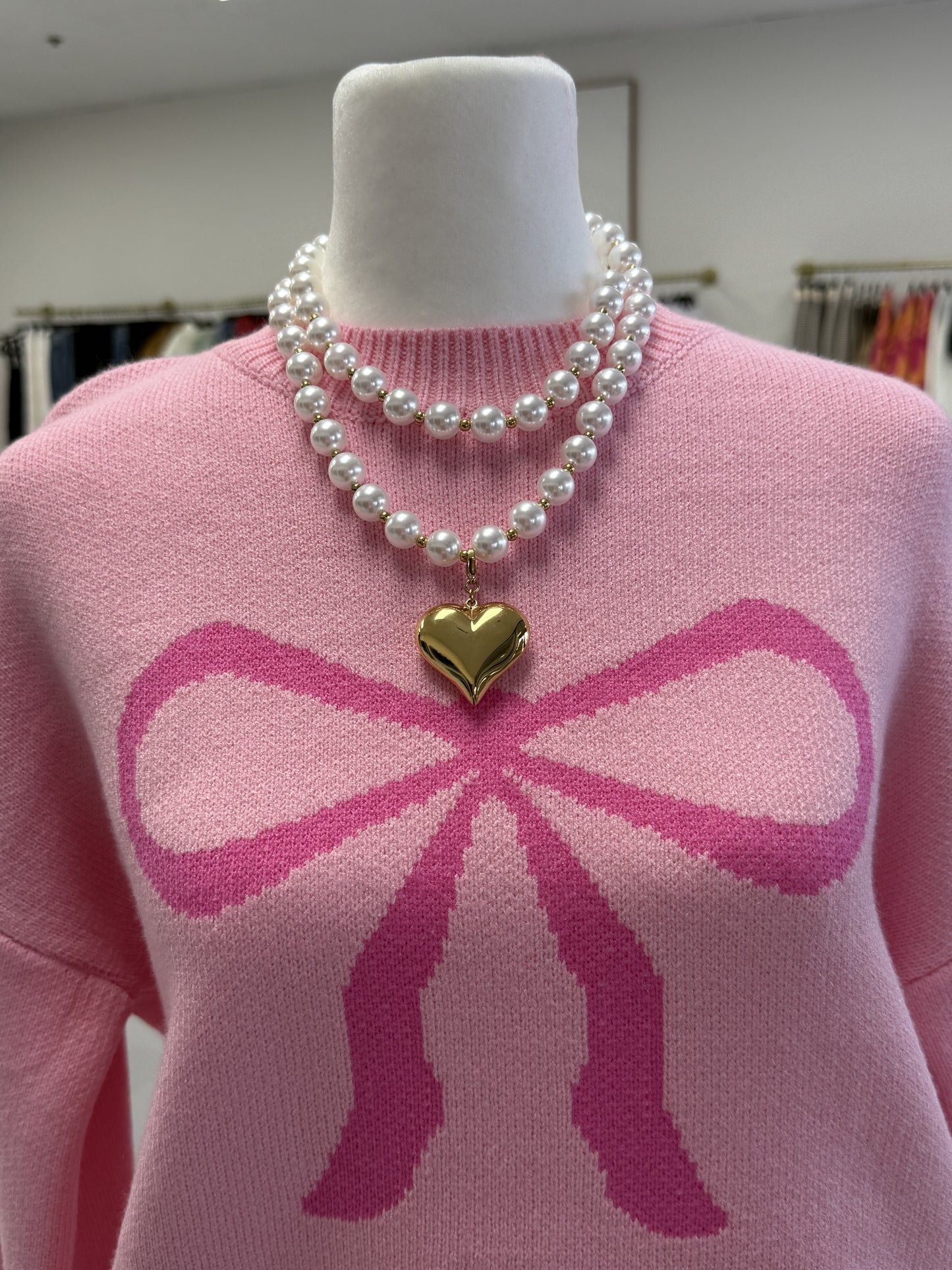Wrap Around Pearl Heart Necklace