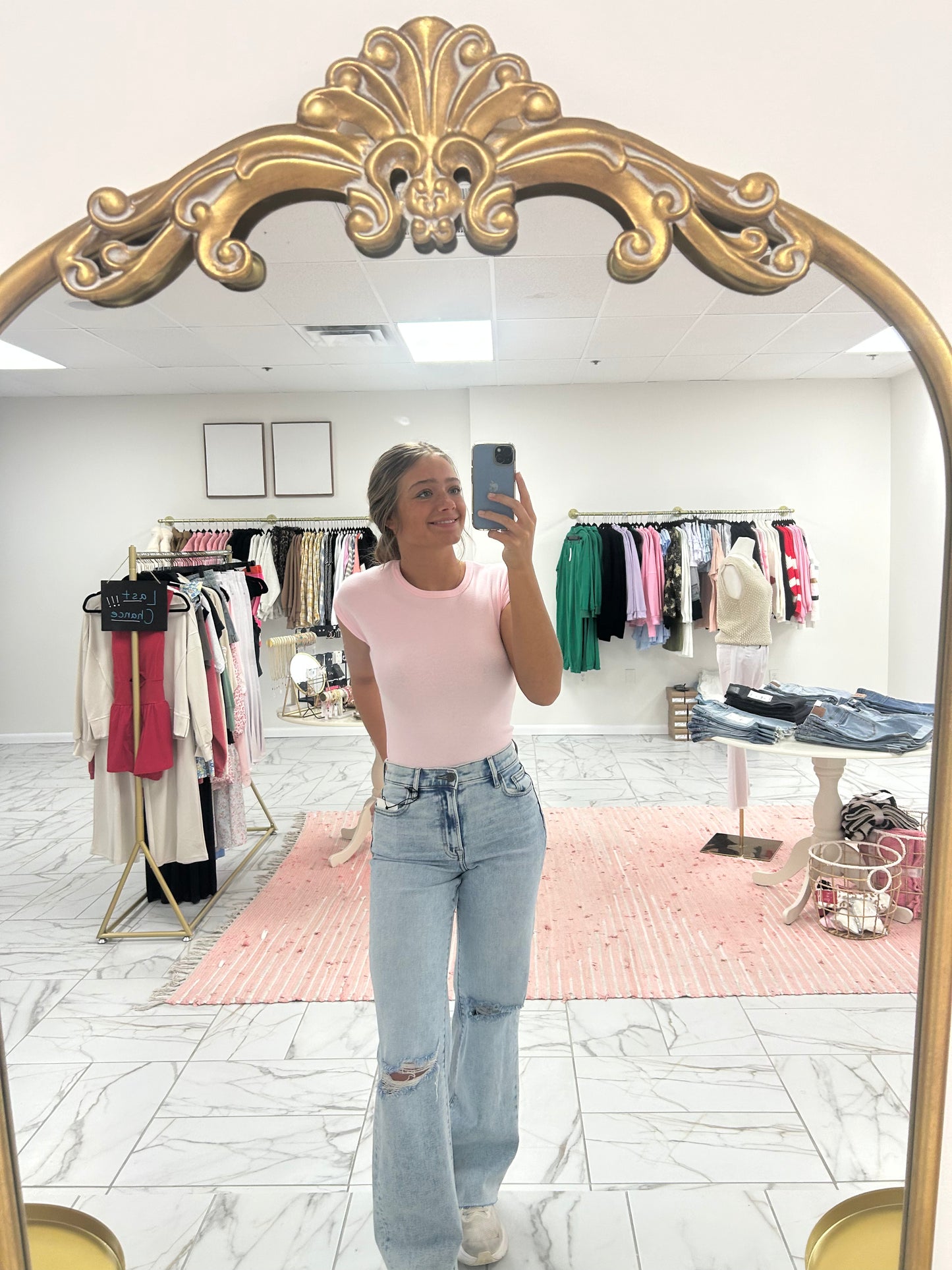 Pink Ribbed Bodysuit