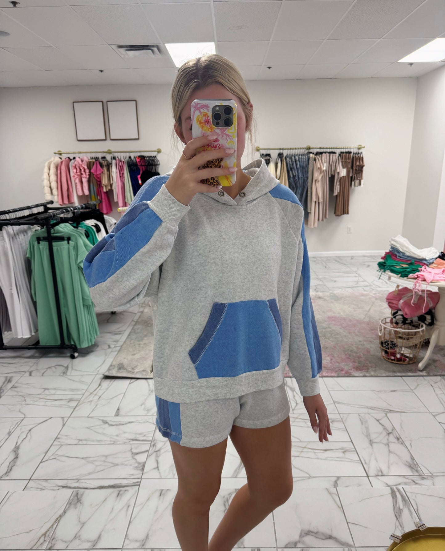 Grey and Blue Fleece Set
