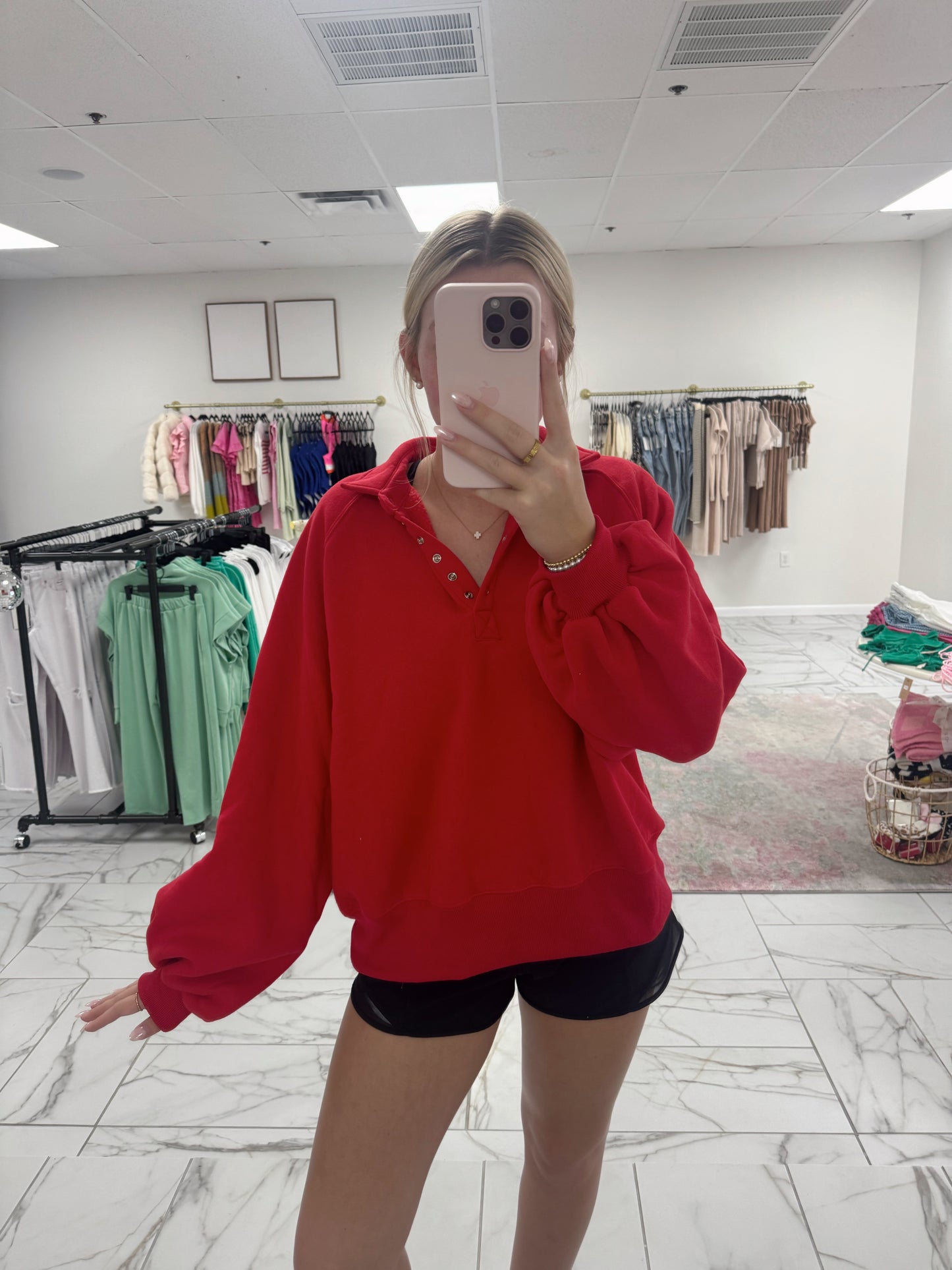 Snap Collared Sweatshirt