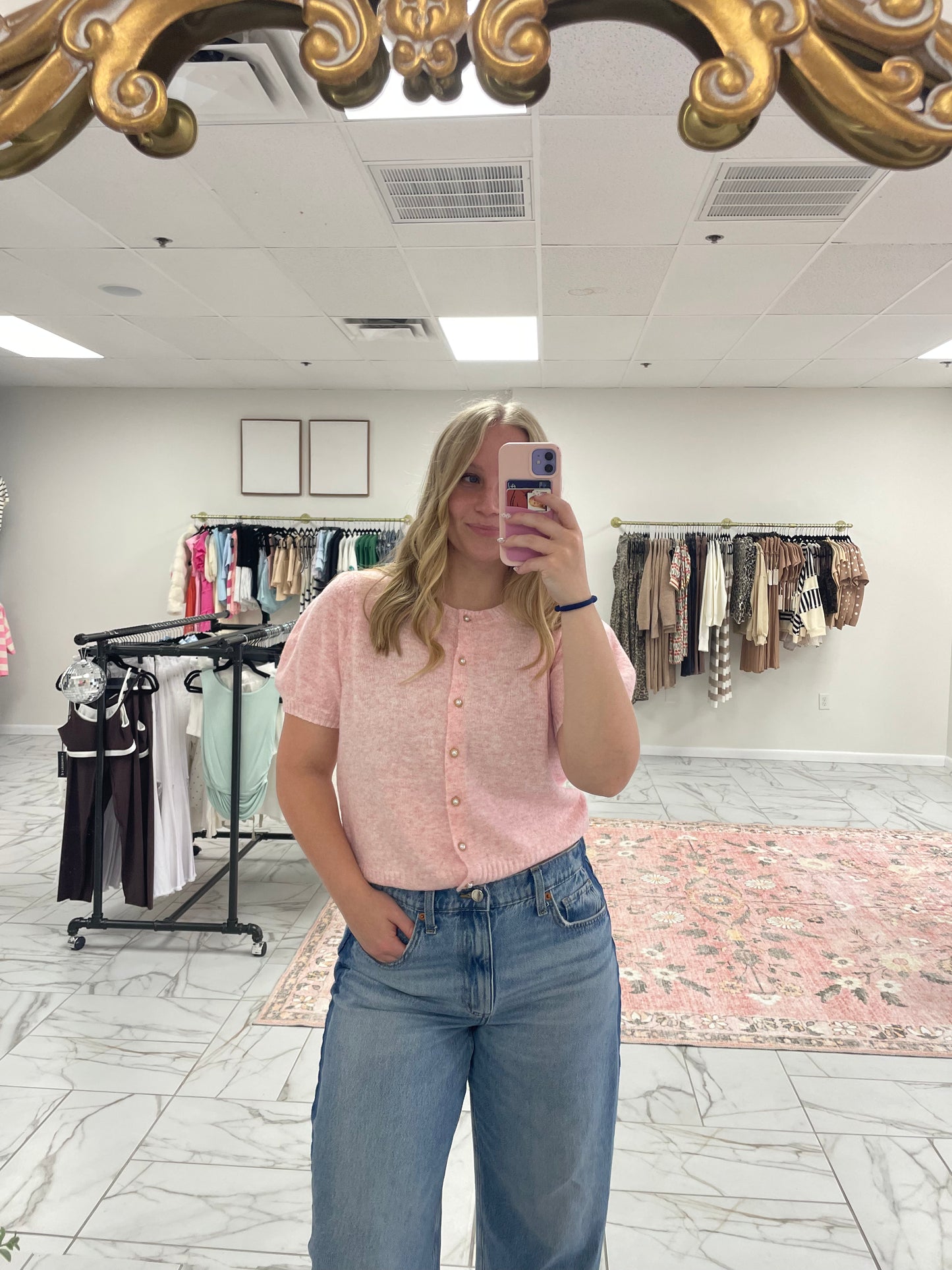 Light Pink Cardigan Top