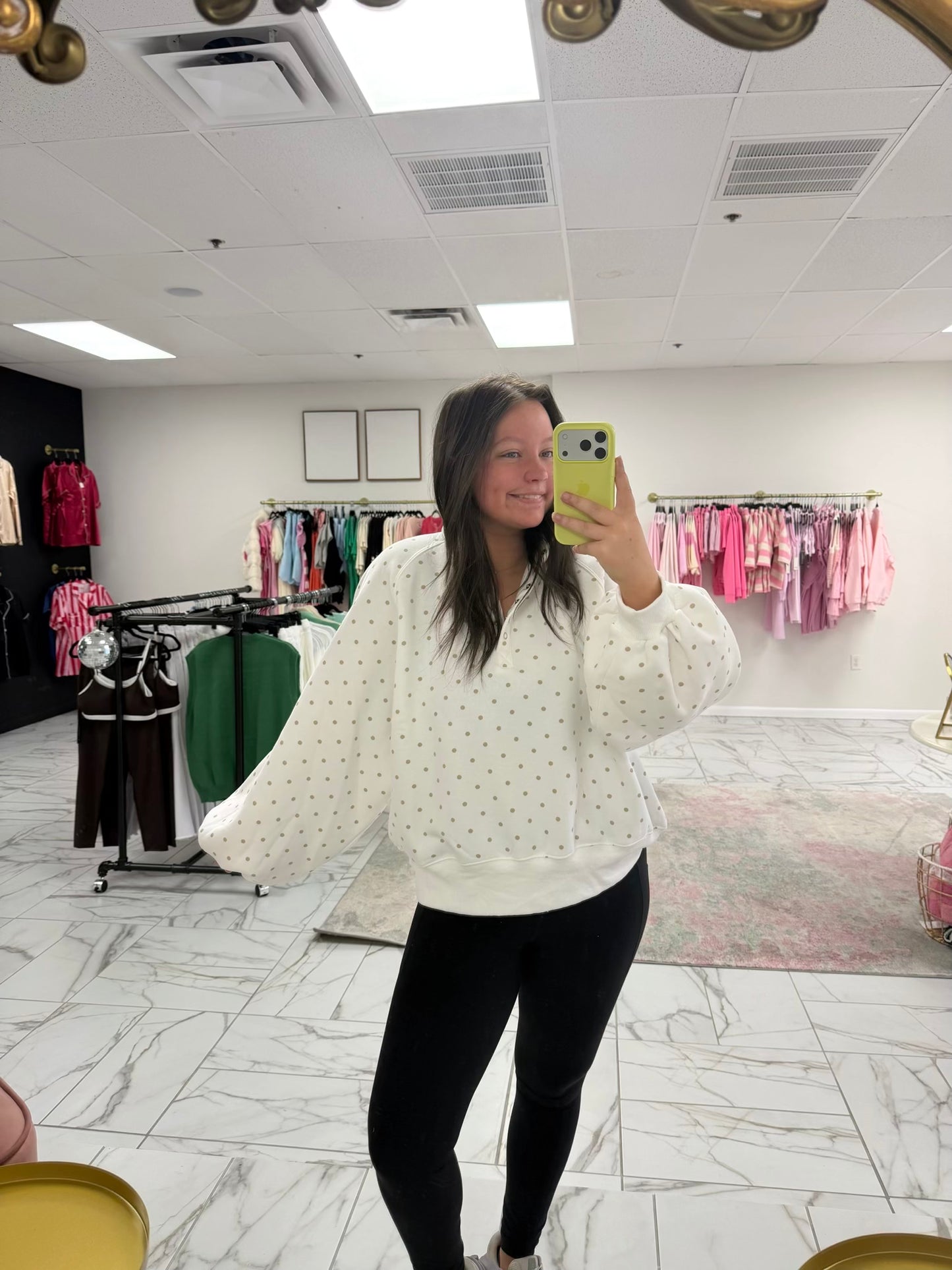 Polka Dot Snap Button Sweatshirt