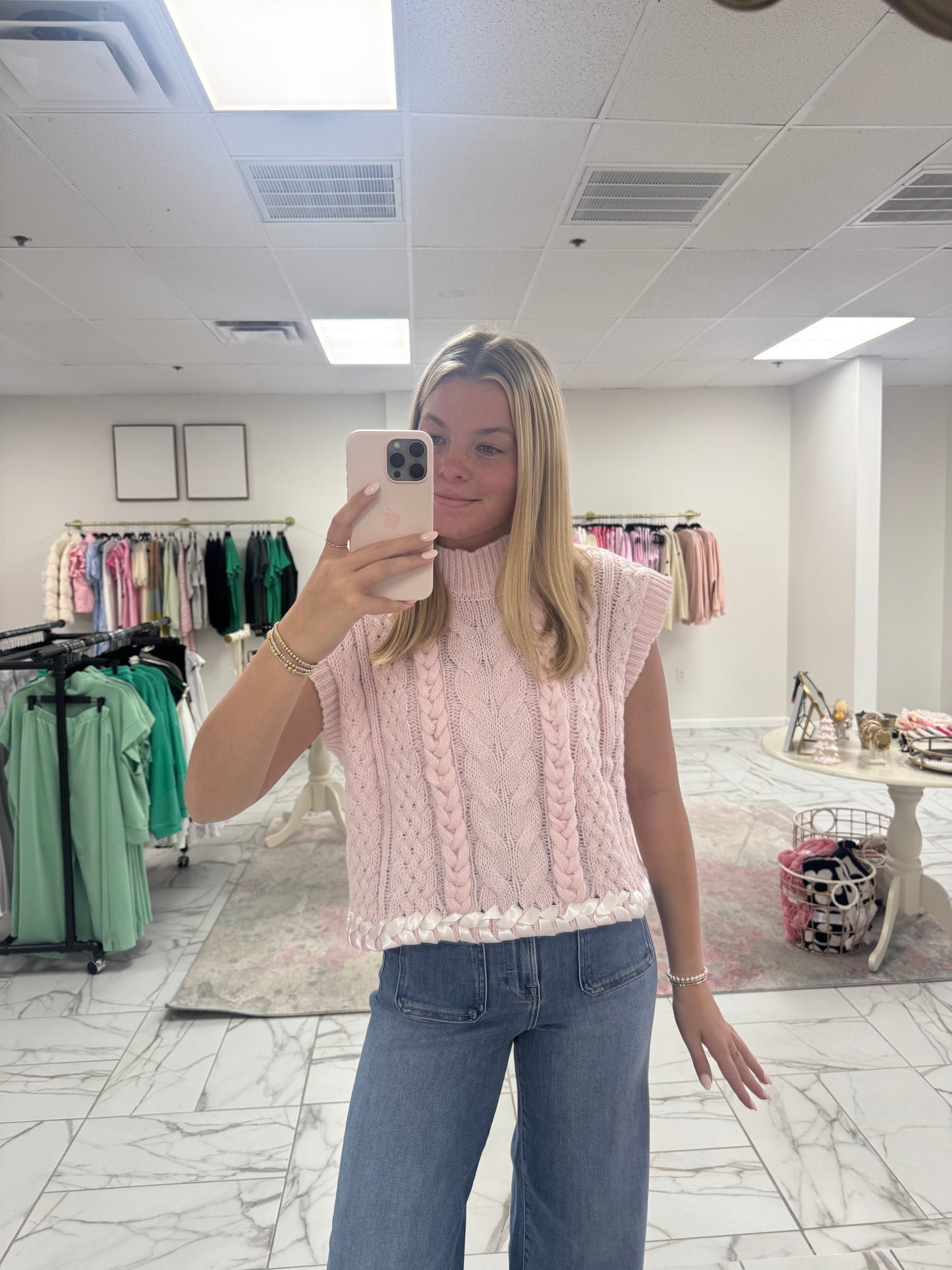 Light Pink Sweater Top