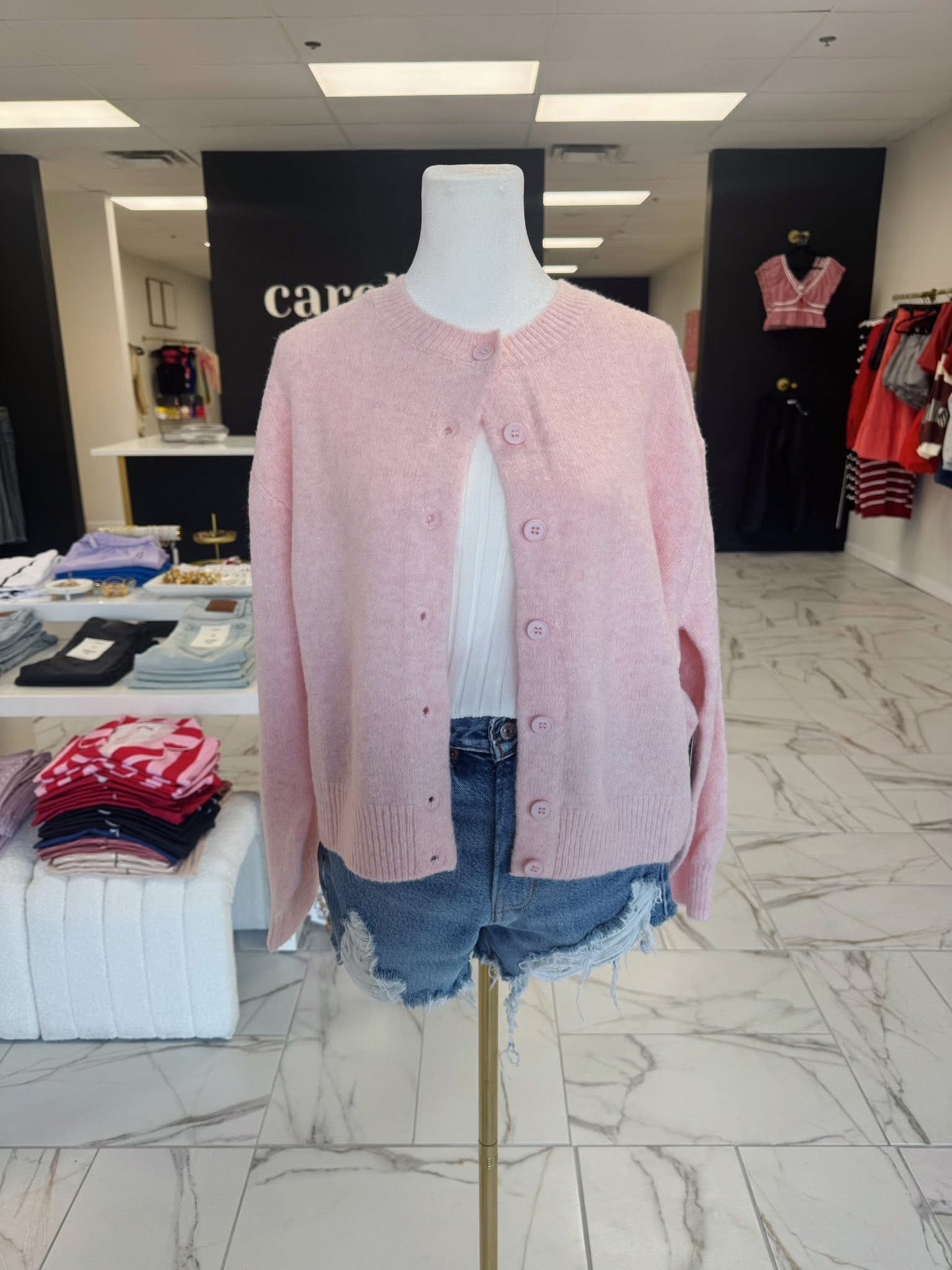 Pink Cardigan Sweater