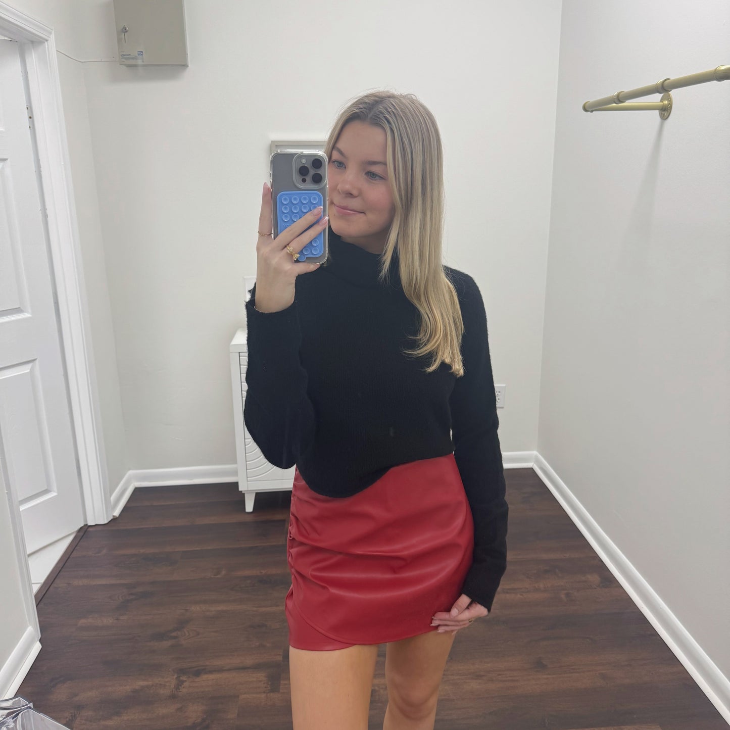 Red Pleather Skort