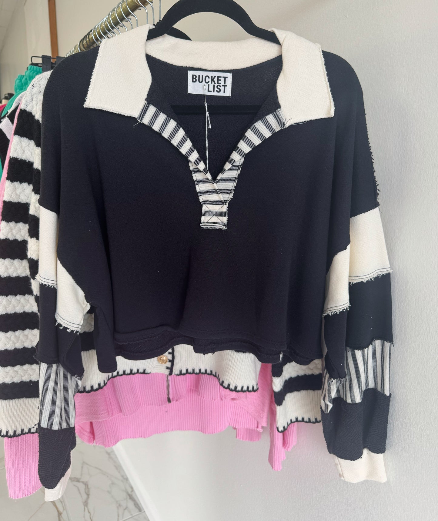 Cropped Color Block Sweatshirt