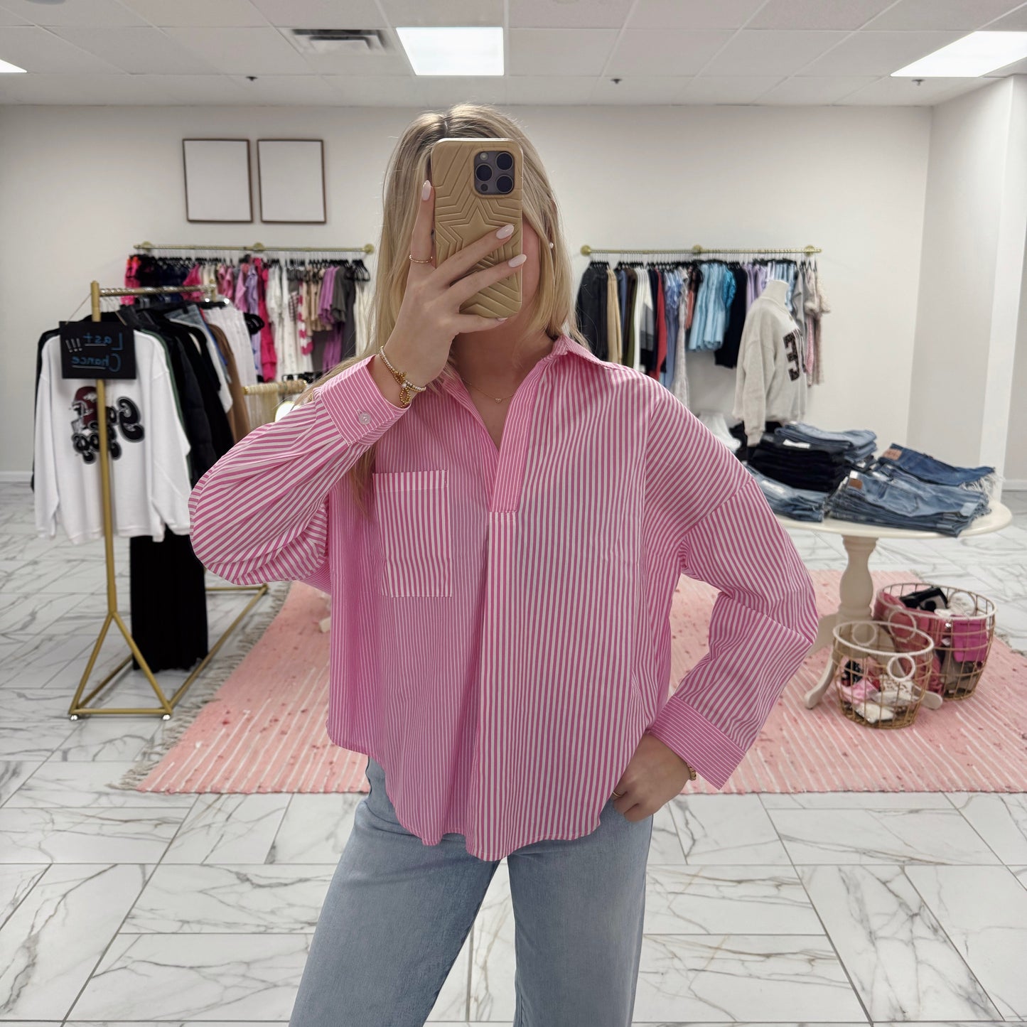 Pink Striped Shirt