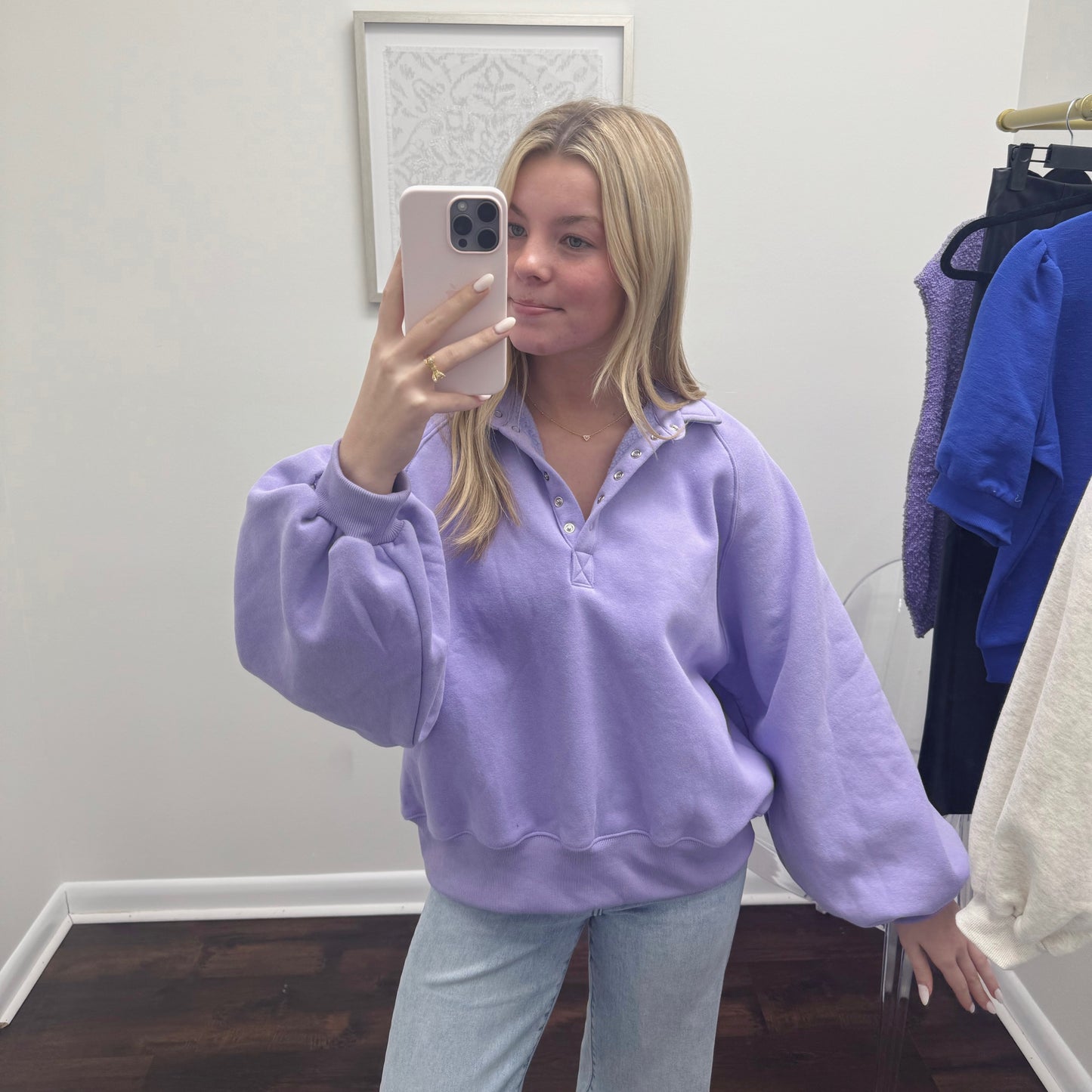 Snap Collared Sweatshirt