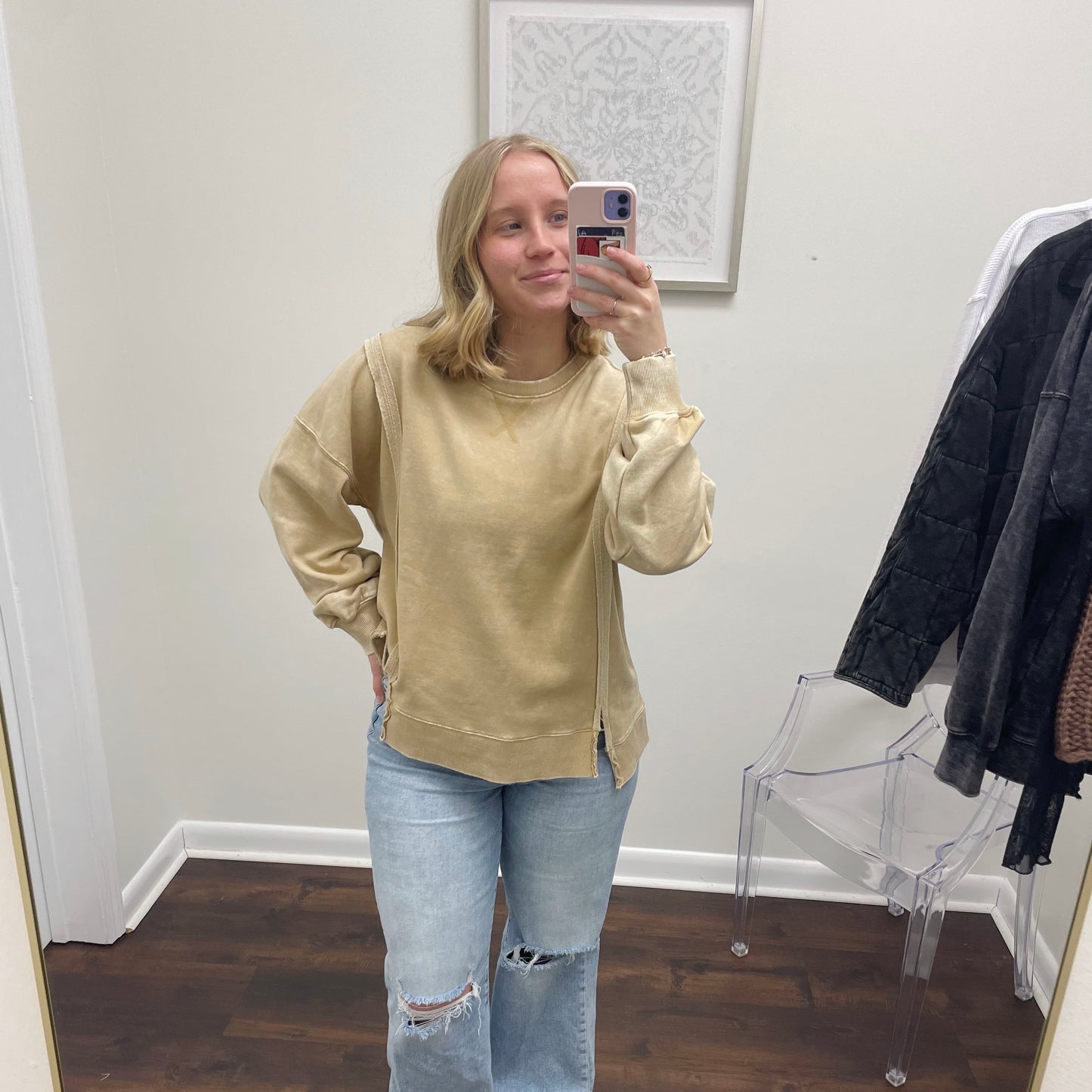 Beige Long Sleeve Top