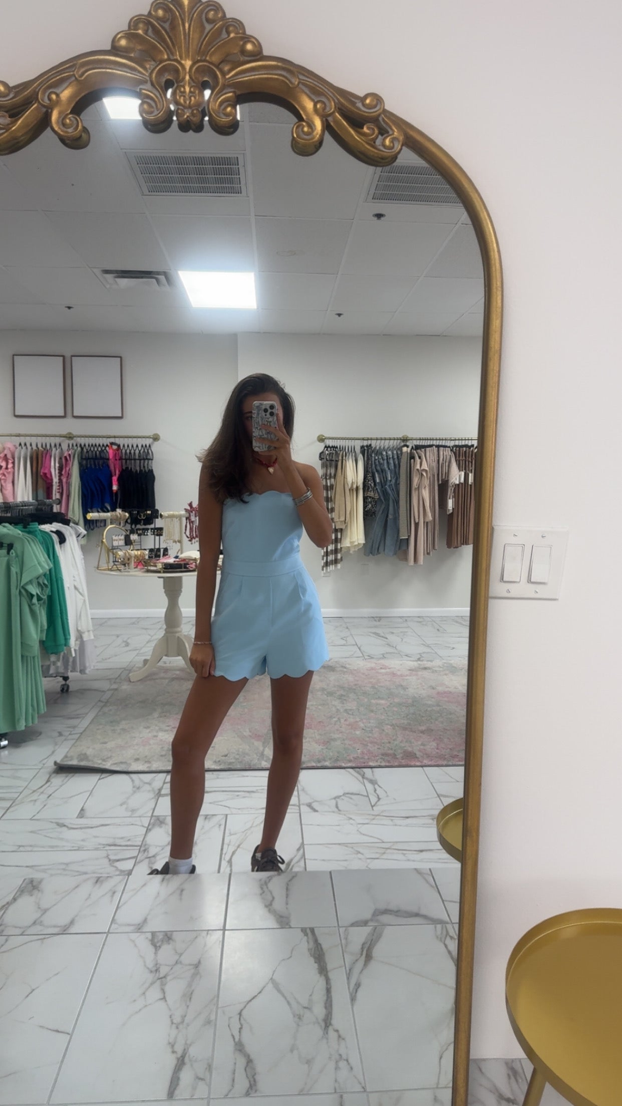 Strapless Scalloped Romper