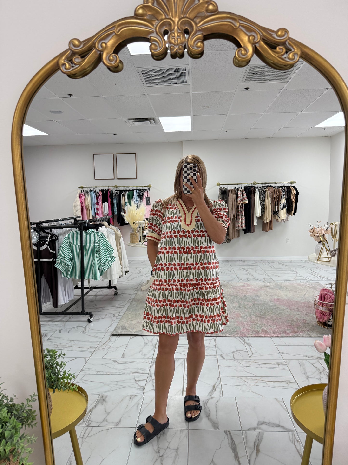 Tulip Floral Print Puff Sleeve Mini Dress
