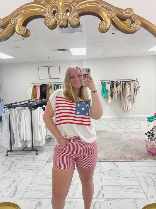 Red/White Striped Shorts