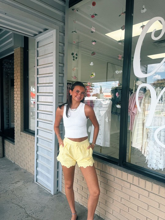 Lemon Embroidered Shorts