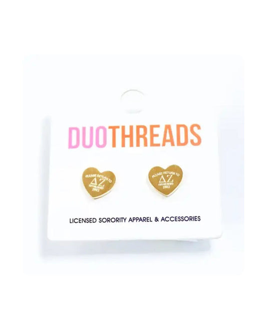 Delta Zeta Sorority Heart Earrings