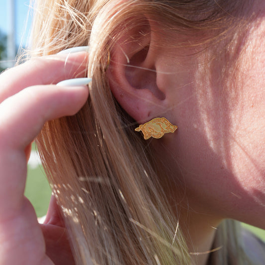 Hog Gold Stud Earrings