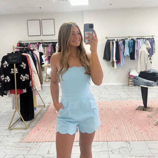 Strapless Scalloped Romper