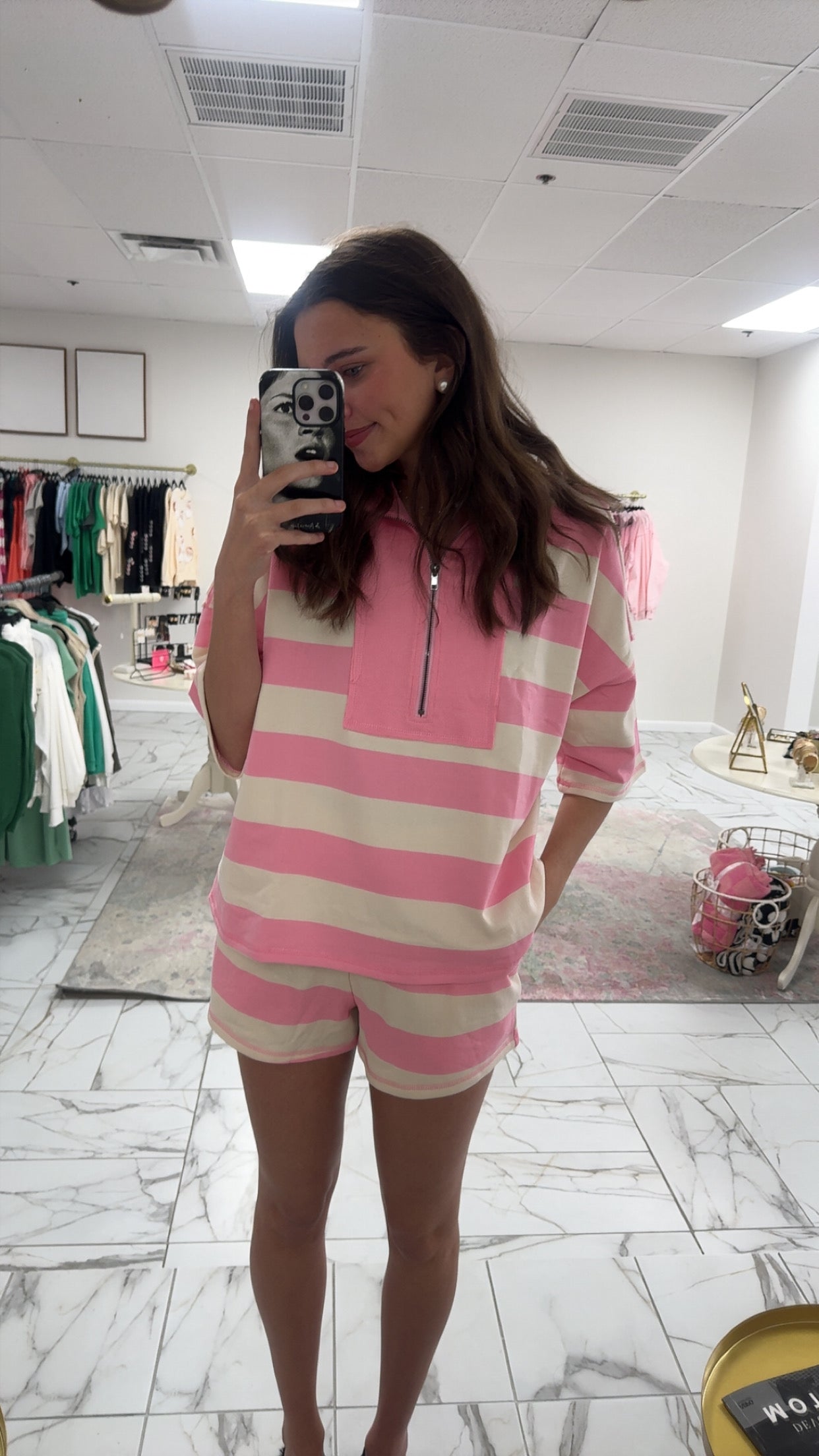 Pink and Cream Stripe Set