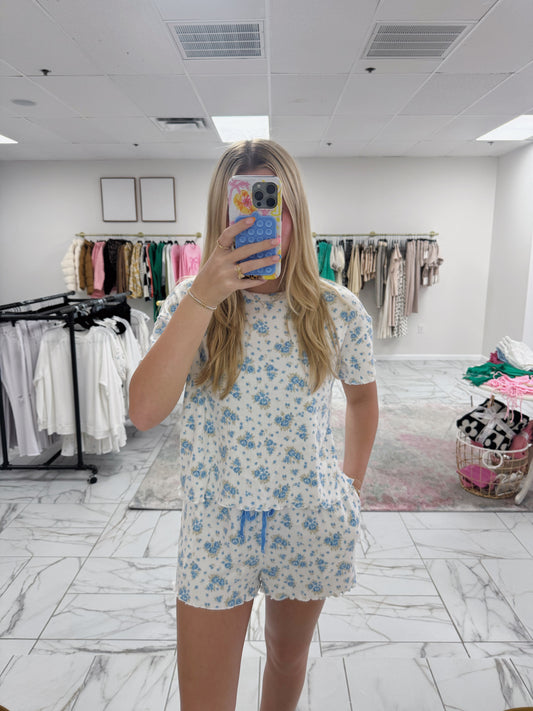 White/Blue Floral Set