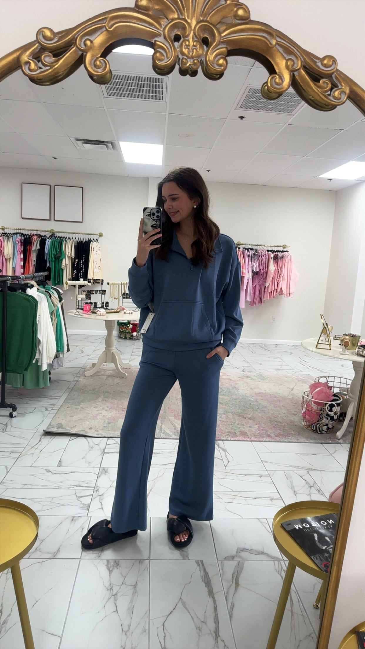 Blue Cloud Fleece Quarter Zip and Pant Set