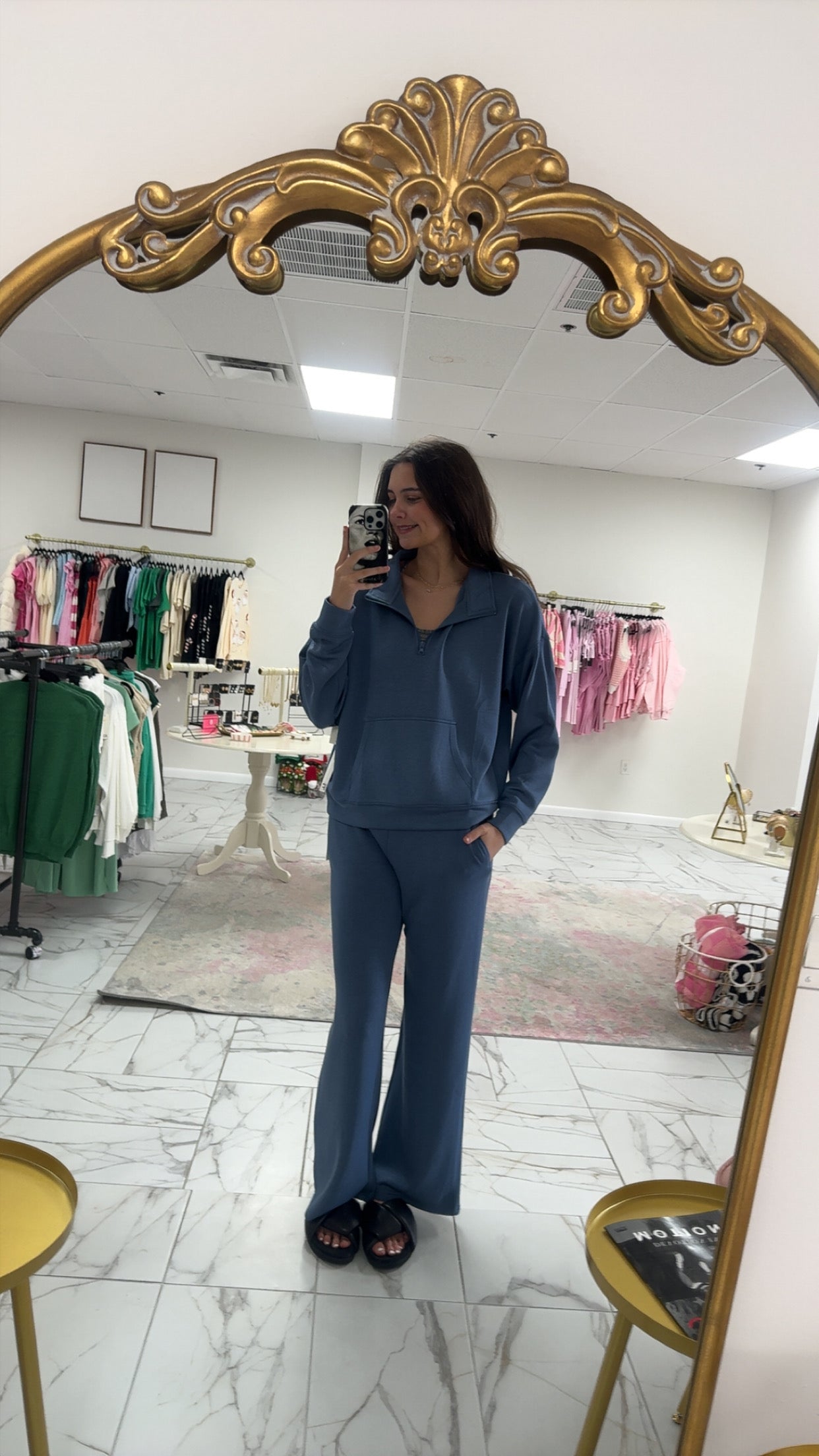 Blue Cloud Fleece Quarter Zip and Pant Set