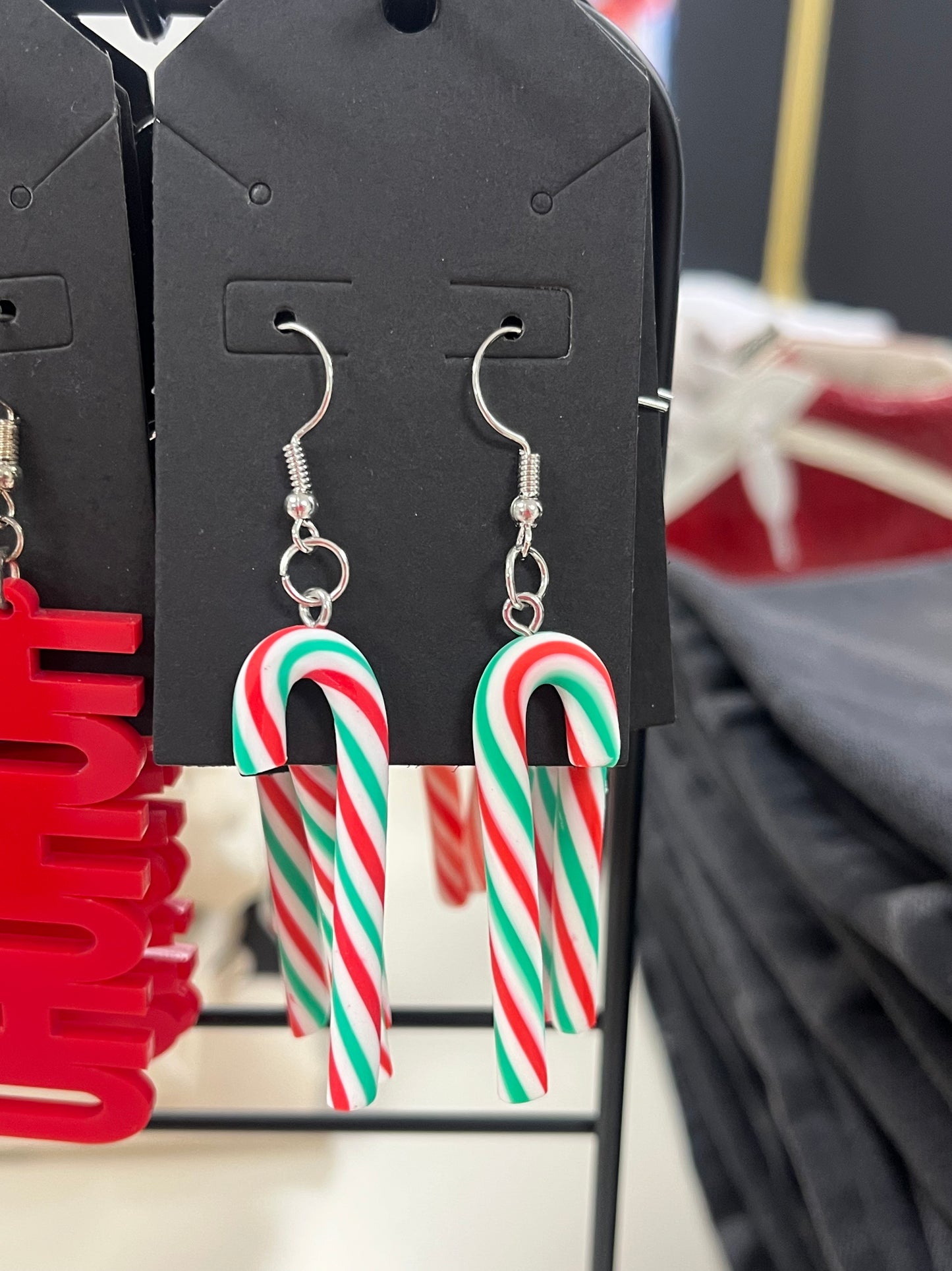 Candy Cane Dangle Earrings