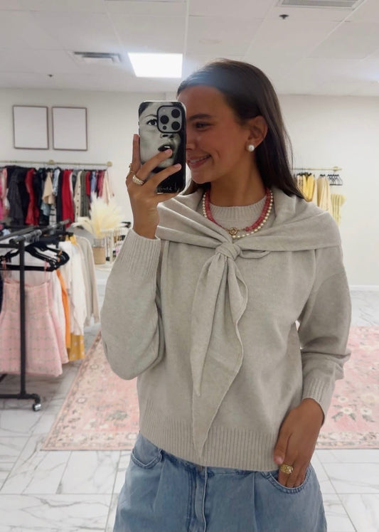 Beige Sweater and Scarf