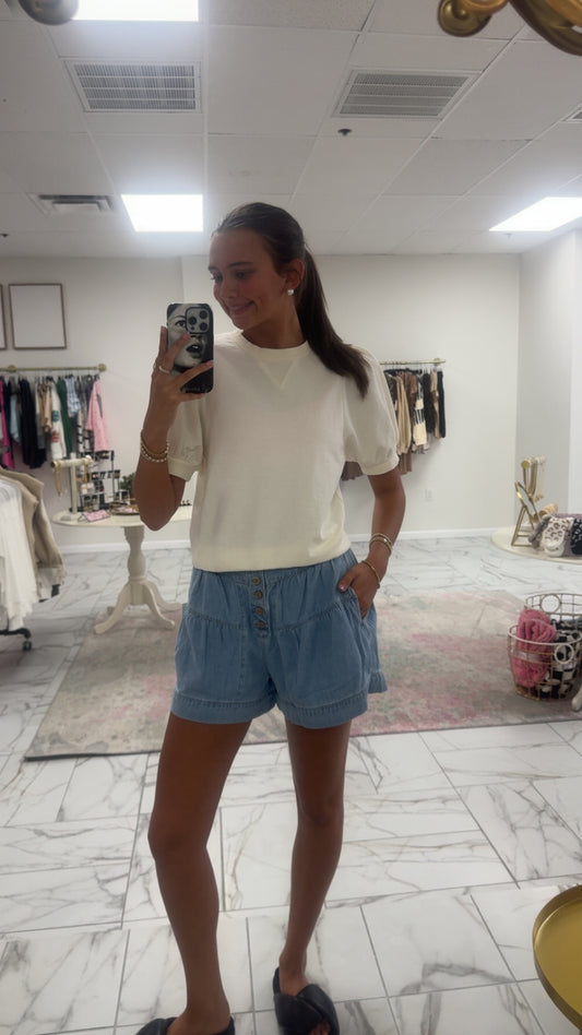 Risen Elastic Band Slouchy Shirred Detail Shorts