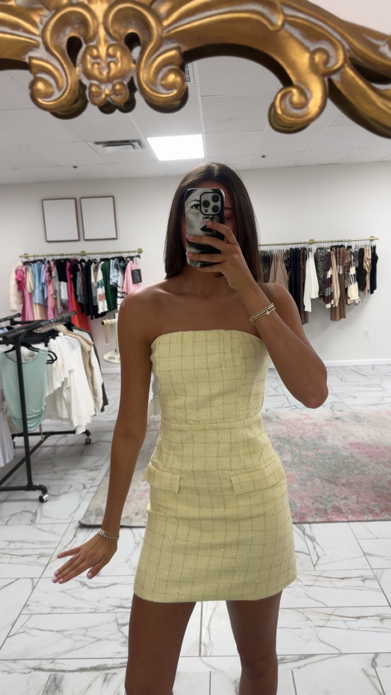 Yellow Strapless Dress