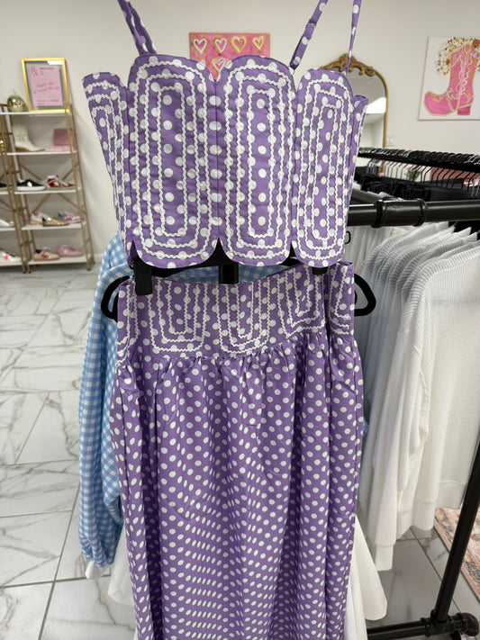 Purple and White Polka Dot Set