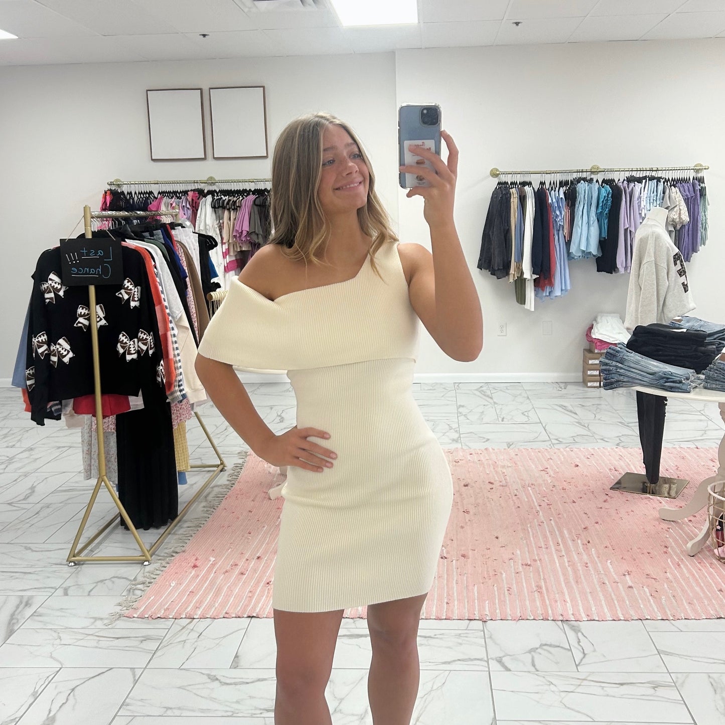 One Shoulder Sweater Dress