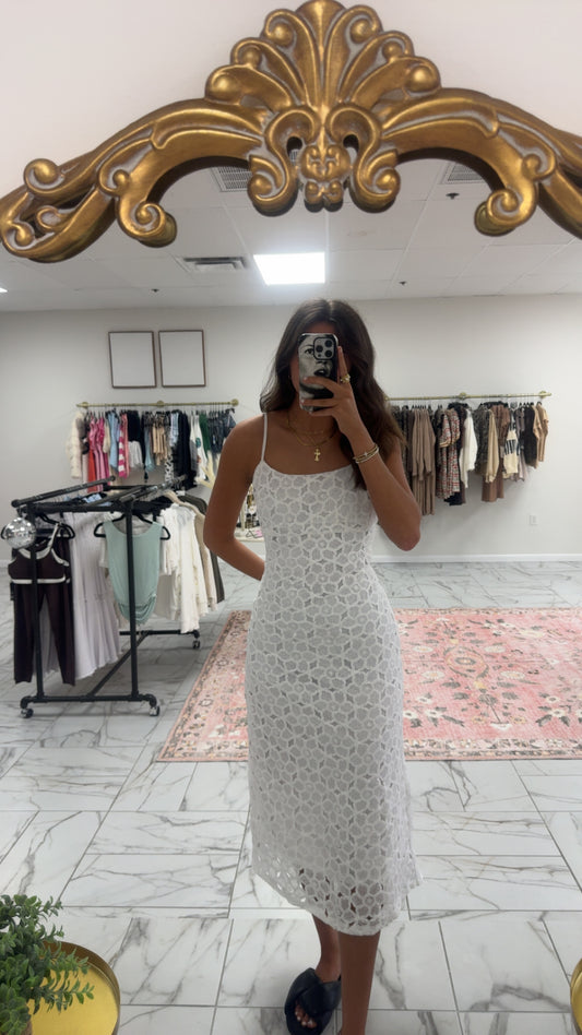 White Lace Midi Dress