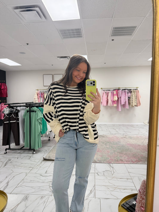 Stripe Oversized Sweatshirt Top