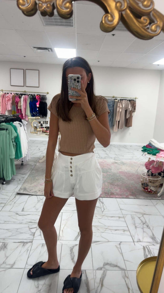 White Stretch Denim Shorts