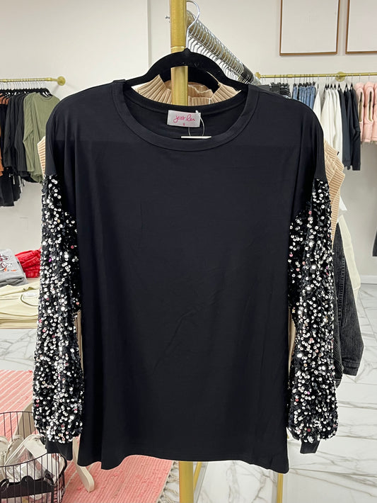 Sequin Sleeve Top