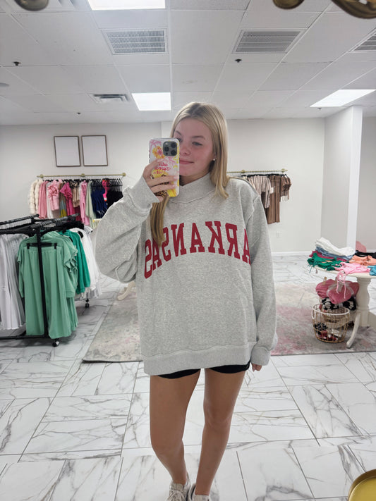 Arkansas/AR Reversible Mock Neck Sweatshirt