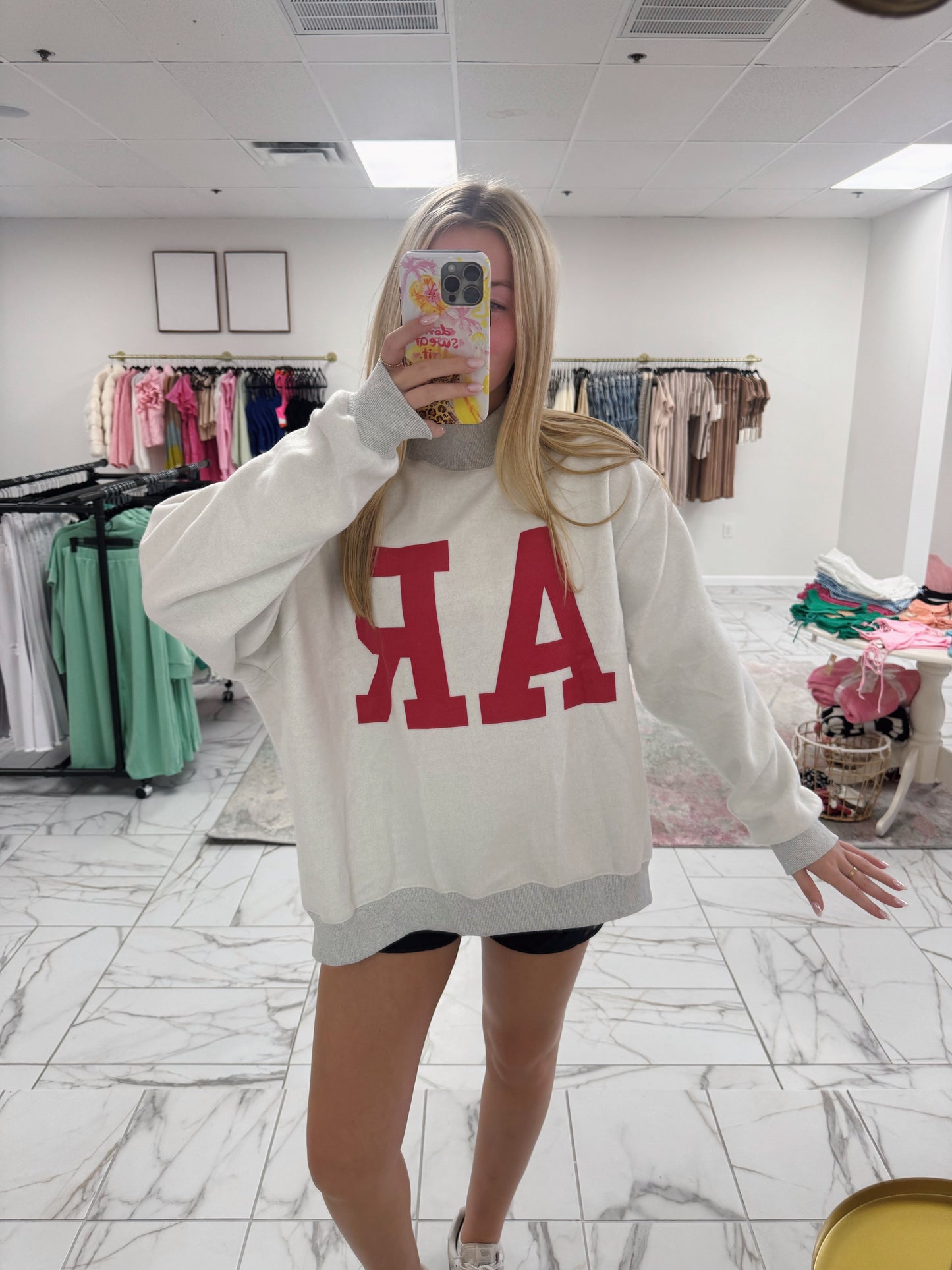 Arkansas/AR Reversible Mock Neck Sweatshirt
