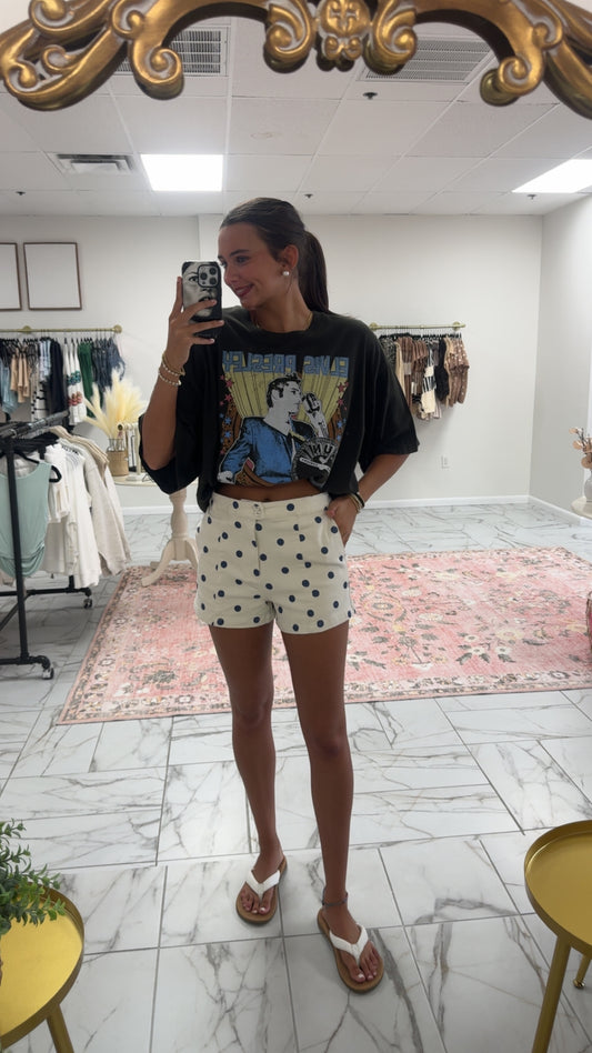 Polka Dot Denim Shorts