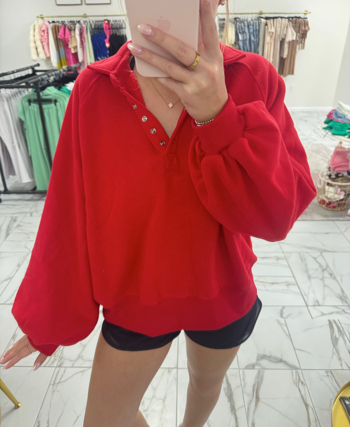 Snap Collared Sweatshirt
