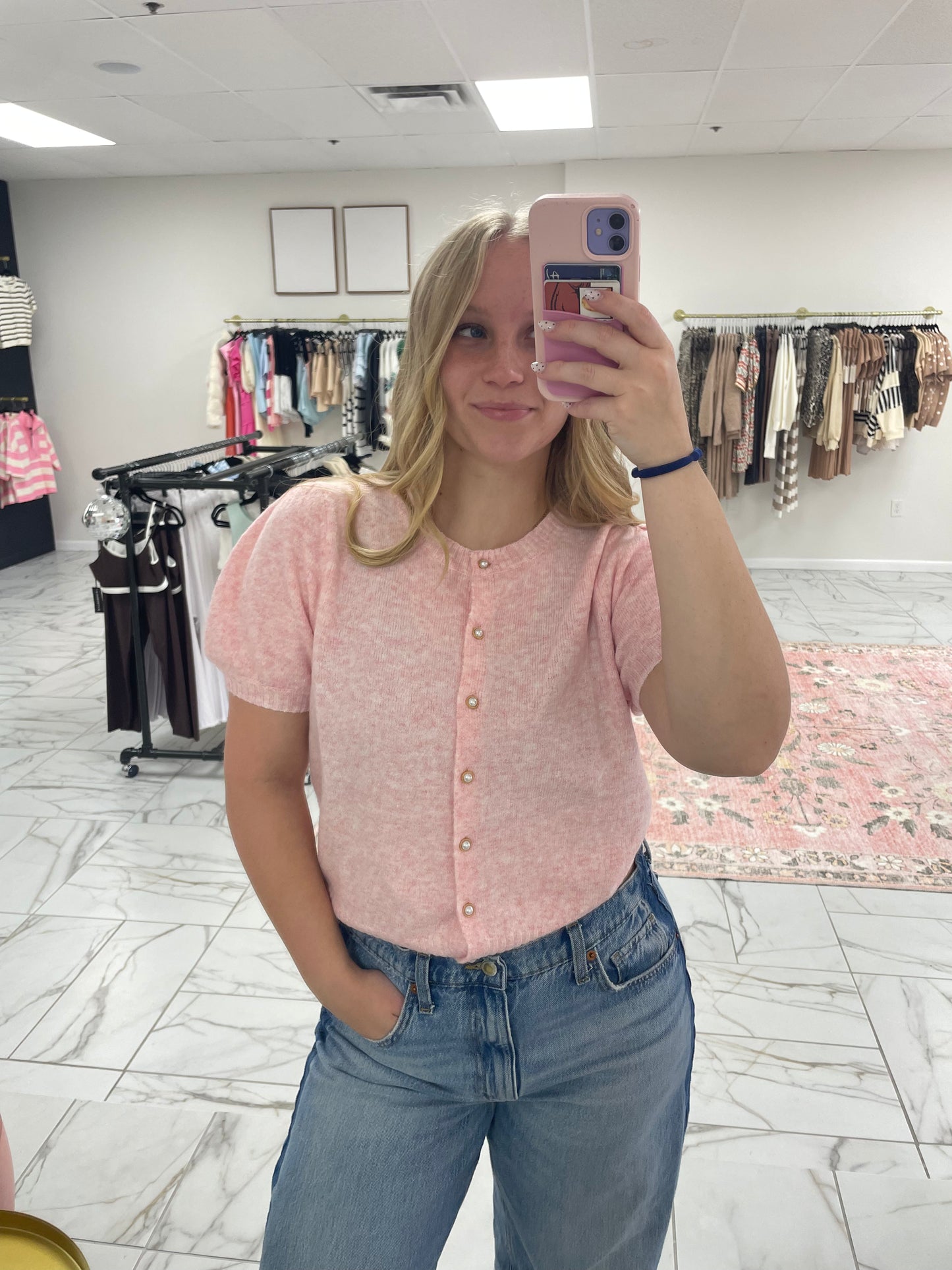 Light Pink Cardigan Top
