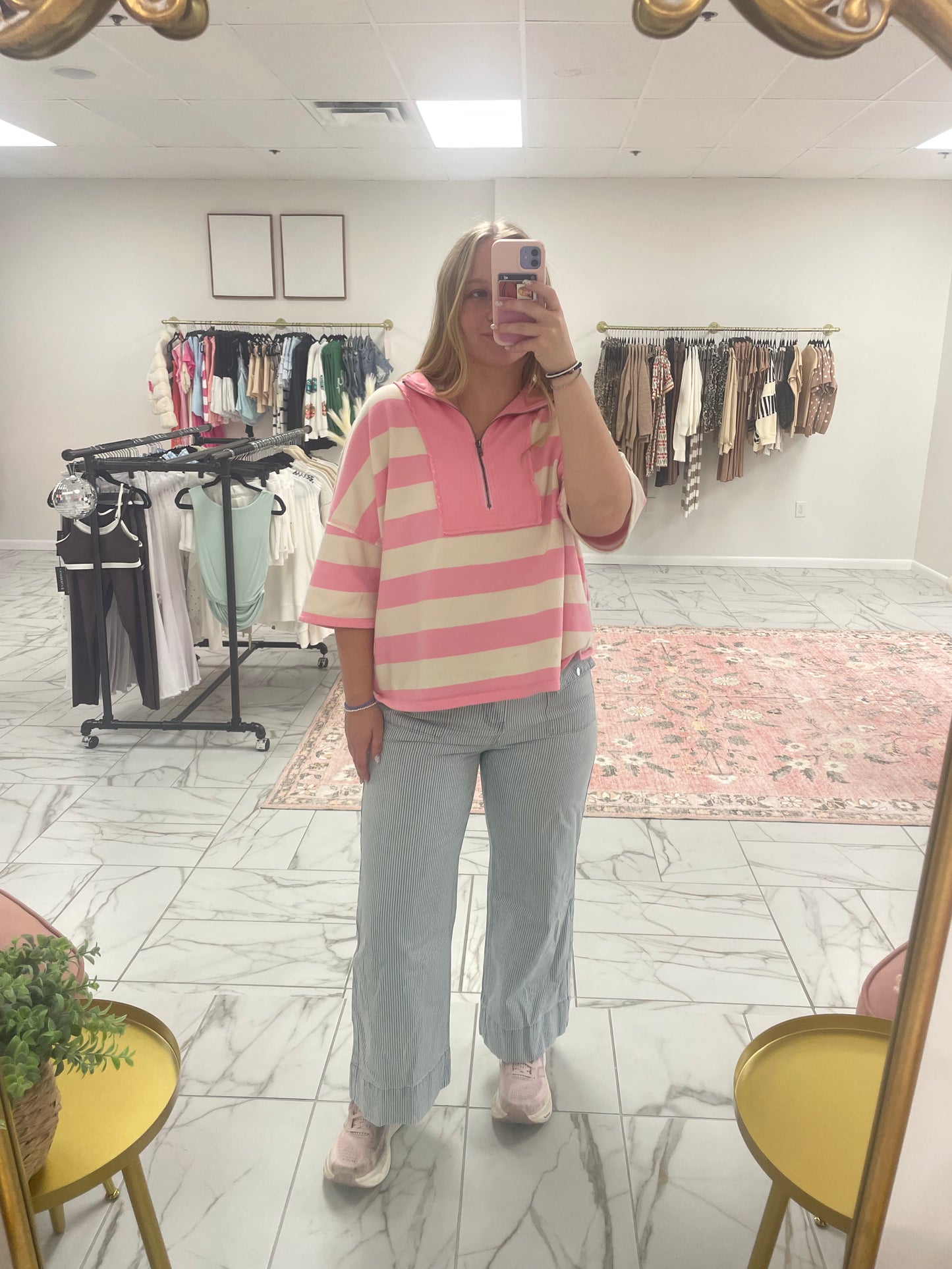 Striped Wide Leg Jeans