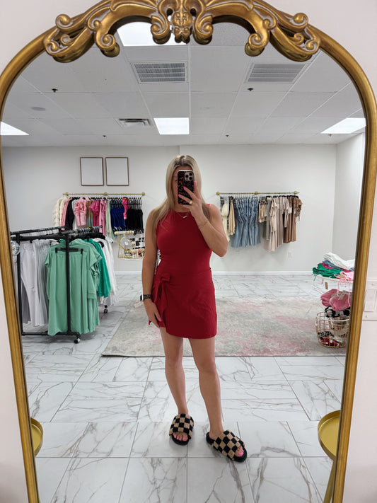 Sleeveless Wrap Tie Front Dress