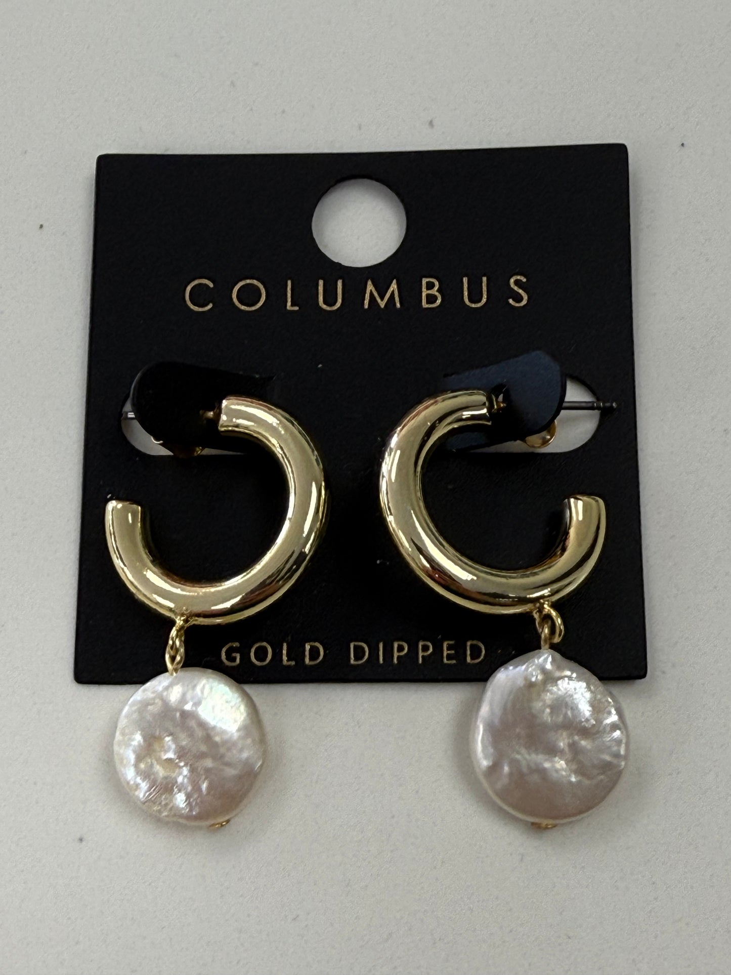 Gold Pearl Hoop Earrings