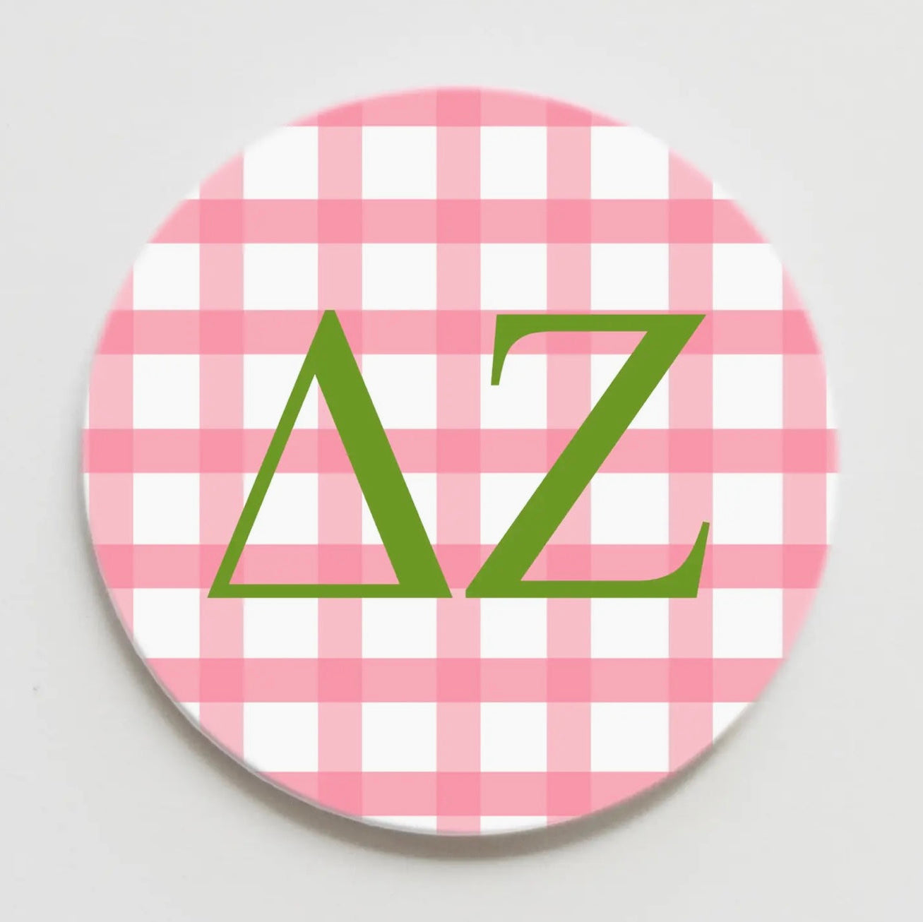 Delta Zeta Gingham Greek Button