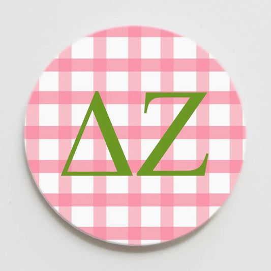 Delta Zeta Gingham Greek Button