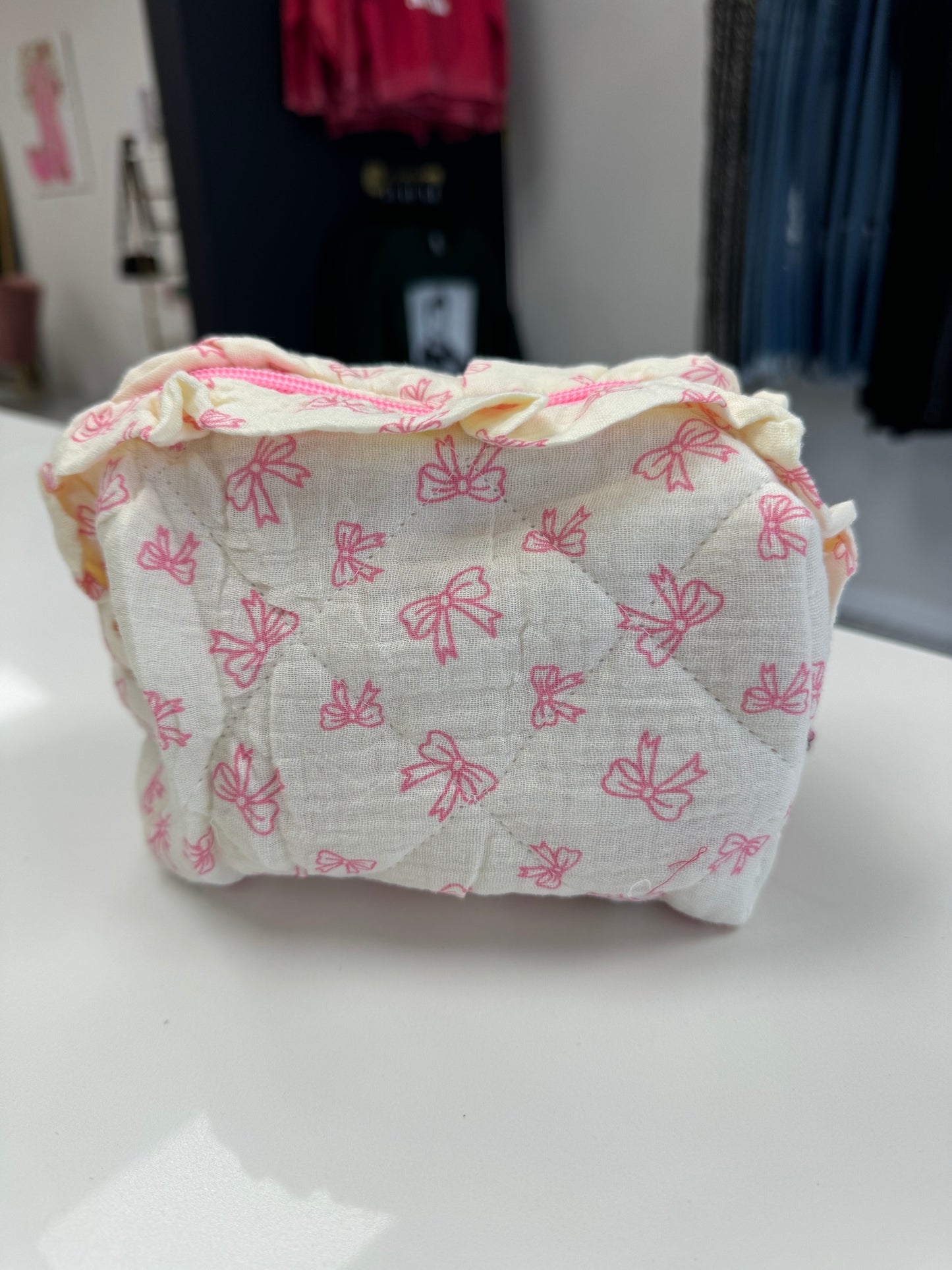 Bow Ruffle Cosmetic Bag